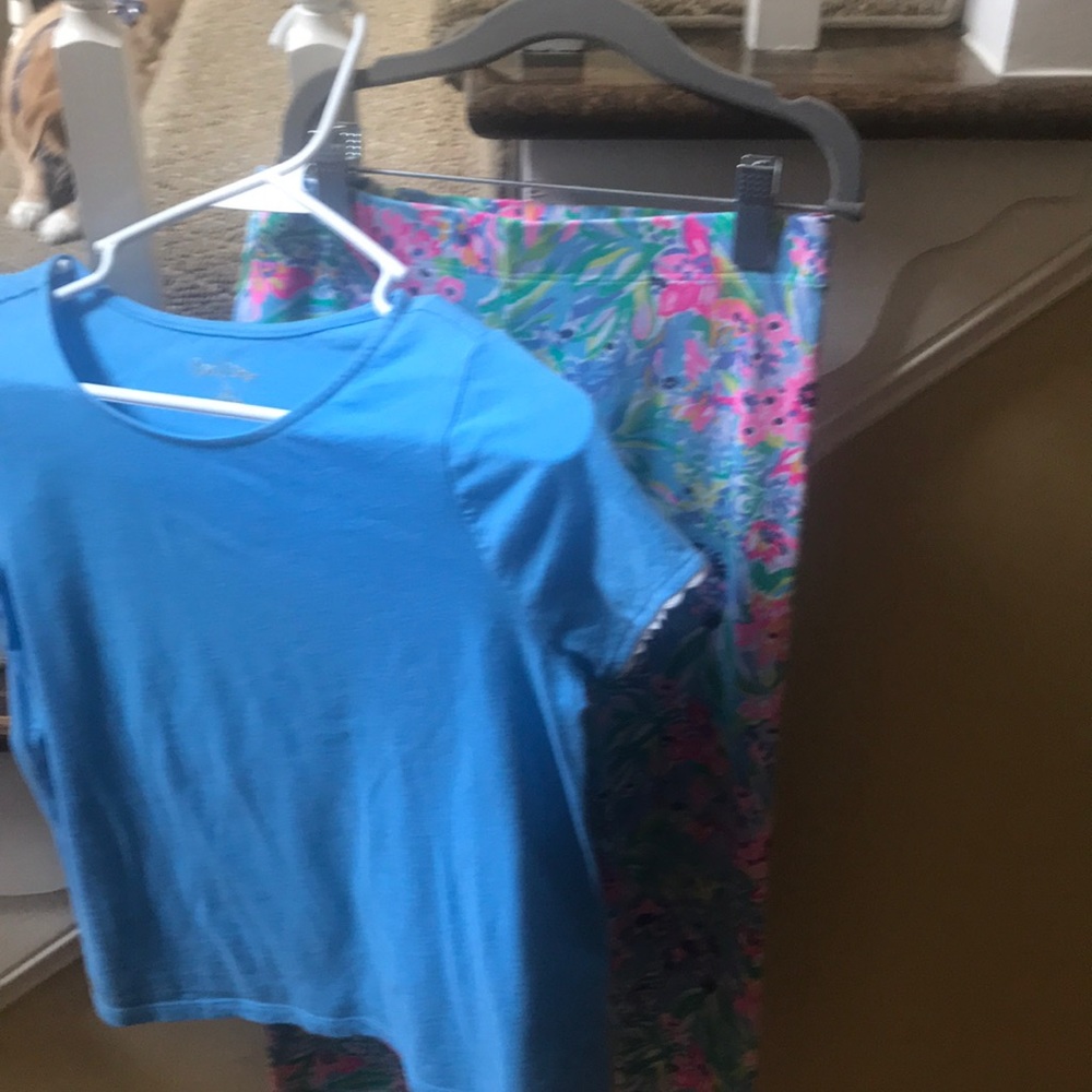 Lily Pulitzer girls outfit. Top XL 12-14, pants L 10-12.